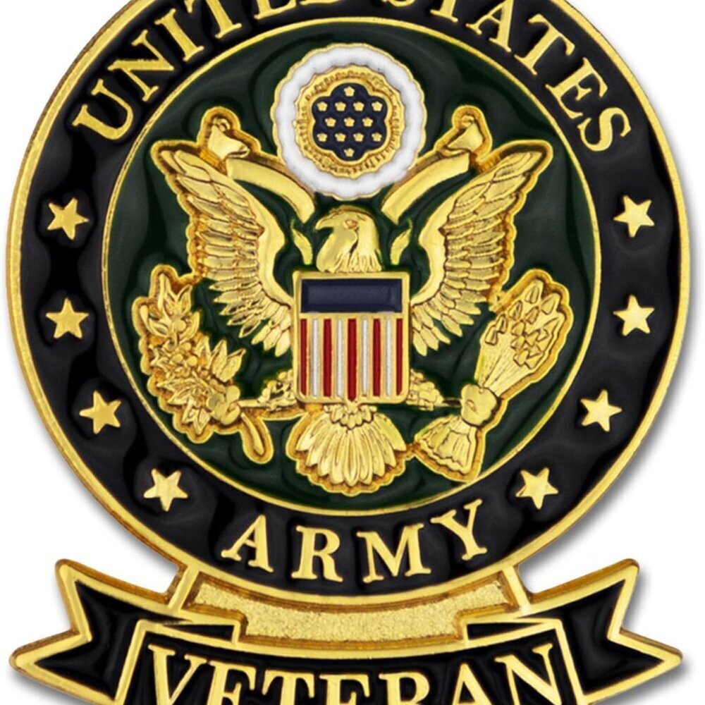 Veteran Lapel Pin Brass Gold Plated Service Retirement 1-1/8 inch